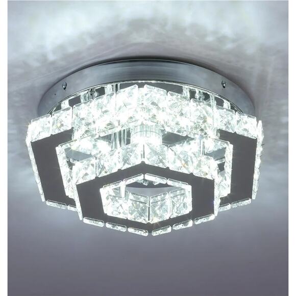 Modern Crystal Ceiling Light Semi Flush Mount Chandelier 11"x11" by CXGLEAMING - Picture 1 of 8